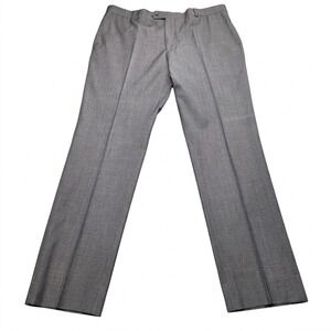 Awearness Kenneth Cole Men's 40 Flat Front Wool Blend Dress Pants Gray Pinstripe